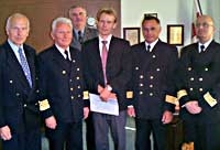 Jerzy Listewnik - Professor Marine Engineering, Boleslaw Kuzniewski - Ph.D.Eng. and Rector, Svein Holmøy - Kongsberg Maritime, and members of the board - Maritime University Szczecin.