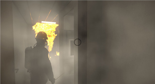 K-Sim Safety - 3D walkthrough - smoke diver investigating a fire