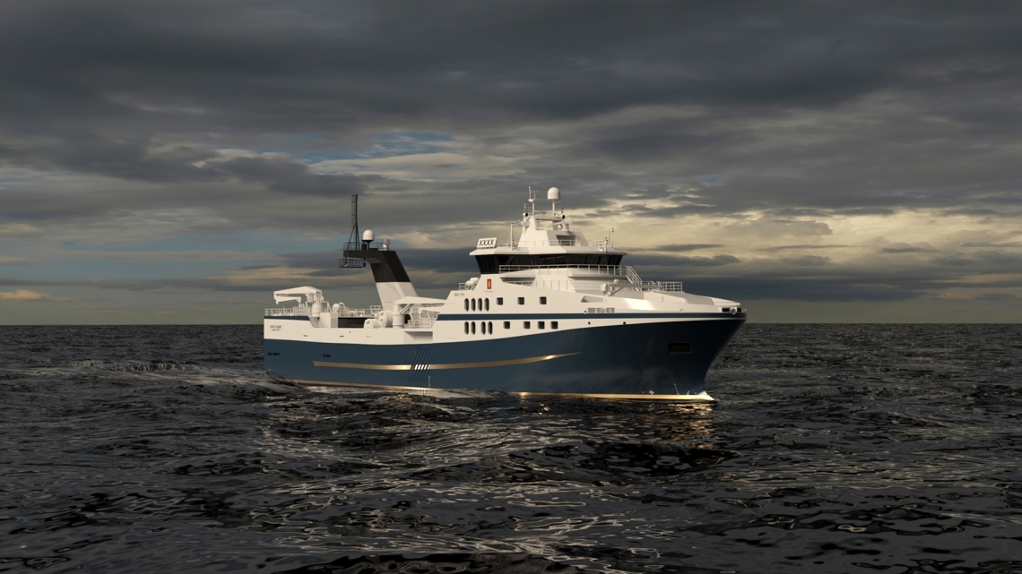 Kongsberg Maritime design NVC 373 - 77 m Stern Trawler