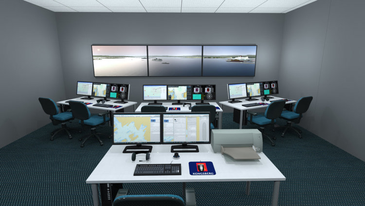 K-Sim VTS simulator for VTS operator training and certification. The image shows illustration of a classroom training system.