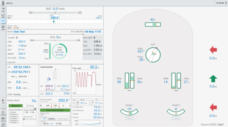 A screenshot of the Conning display user interface