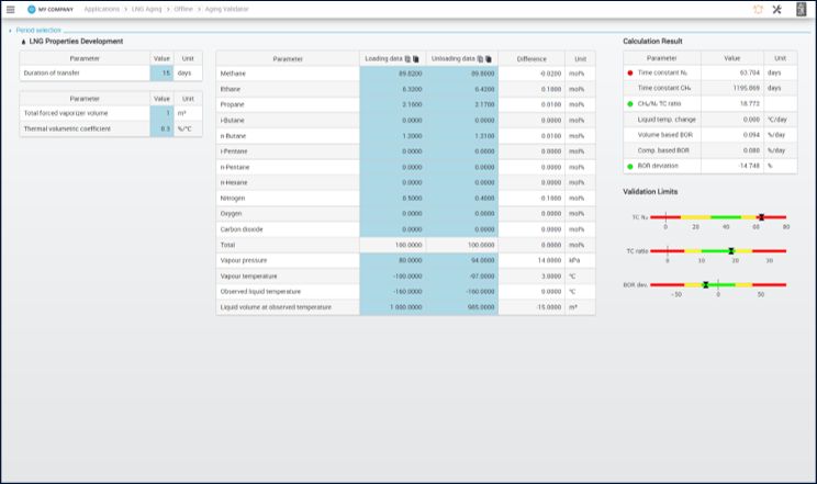 Screenshot of LNG Aging offline validator