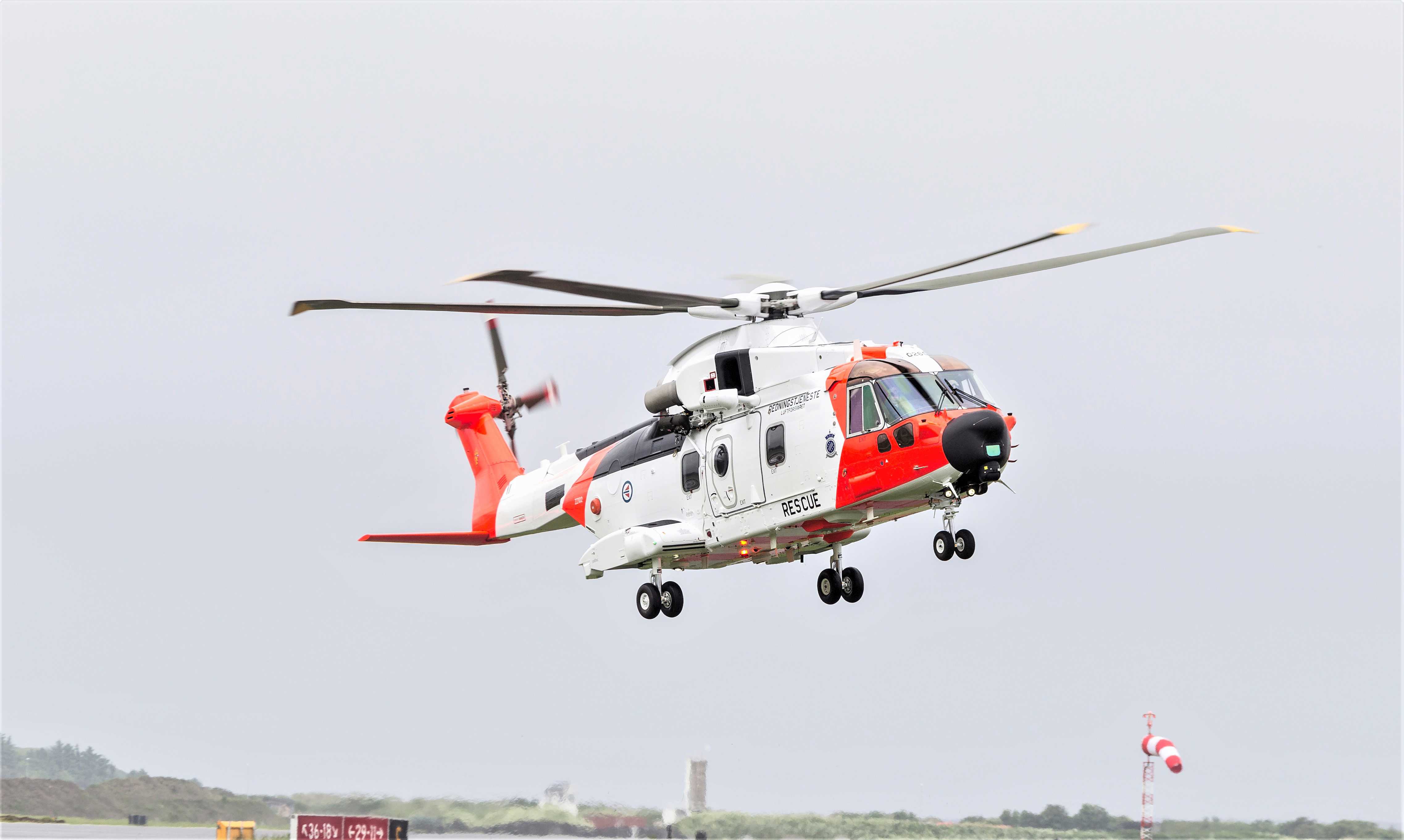 AW101 rescue helicopter in air