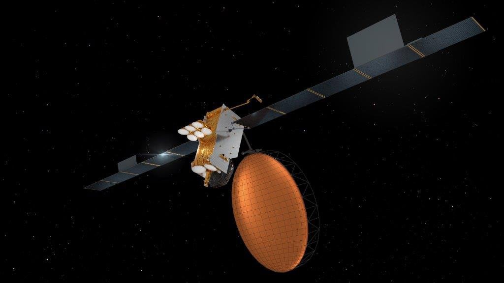 Inmarsat-6 satellite: Artist impression of one of Inmarsat's two new I-6 satellites, featuring dual Ka-band and L-band payloads. Manufactured by Airbus. Credit: Inmarsat