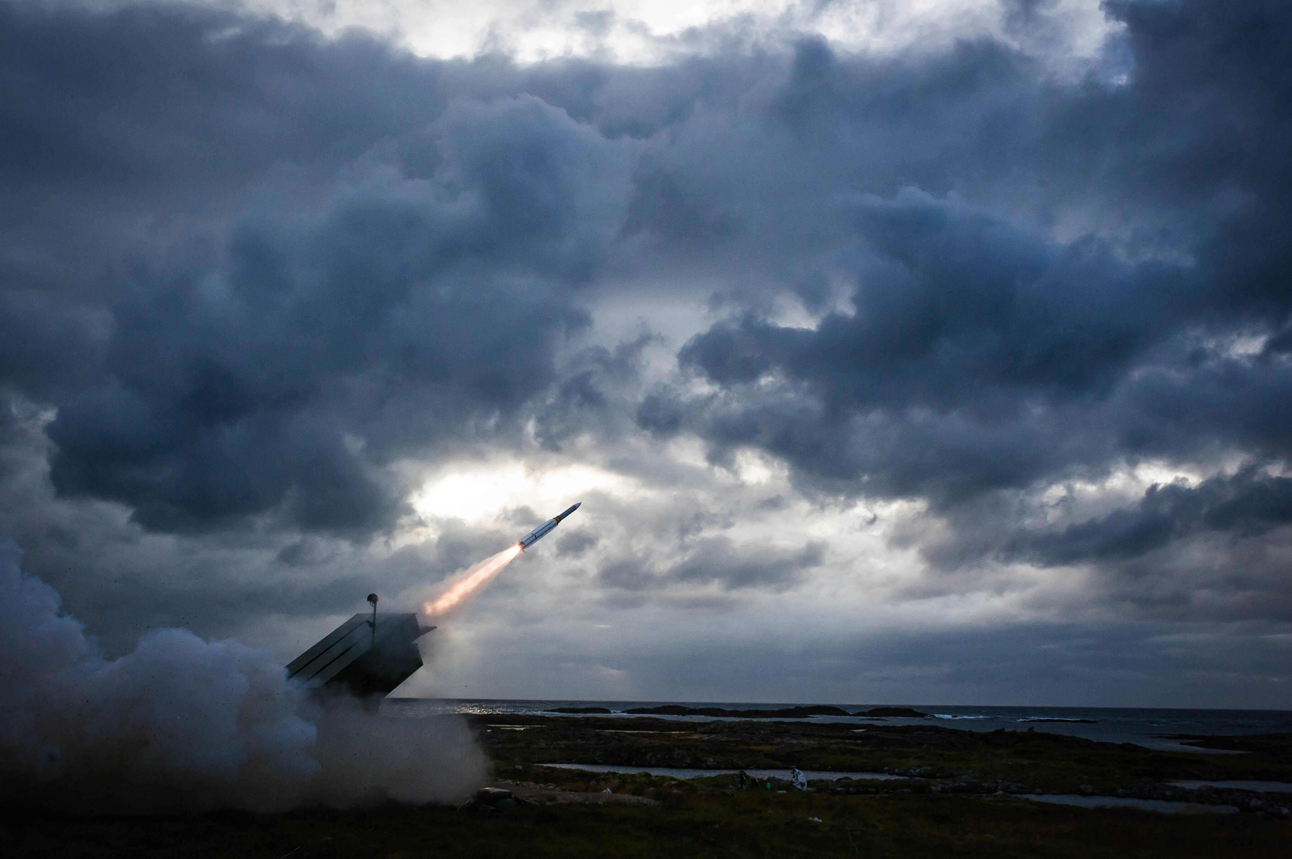 Missile being launched from a ground station. Photo from Raytheon.