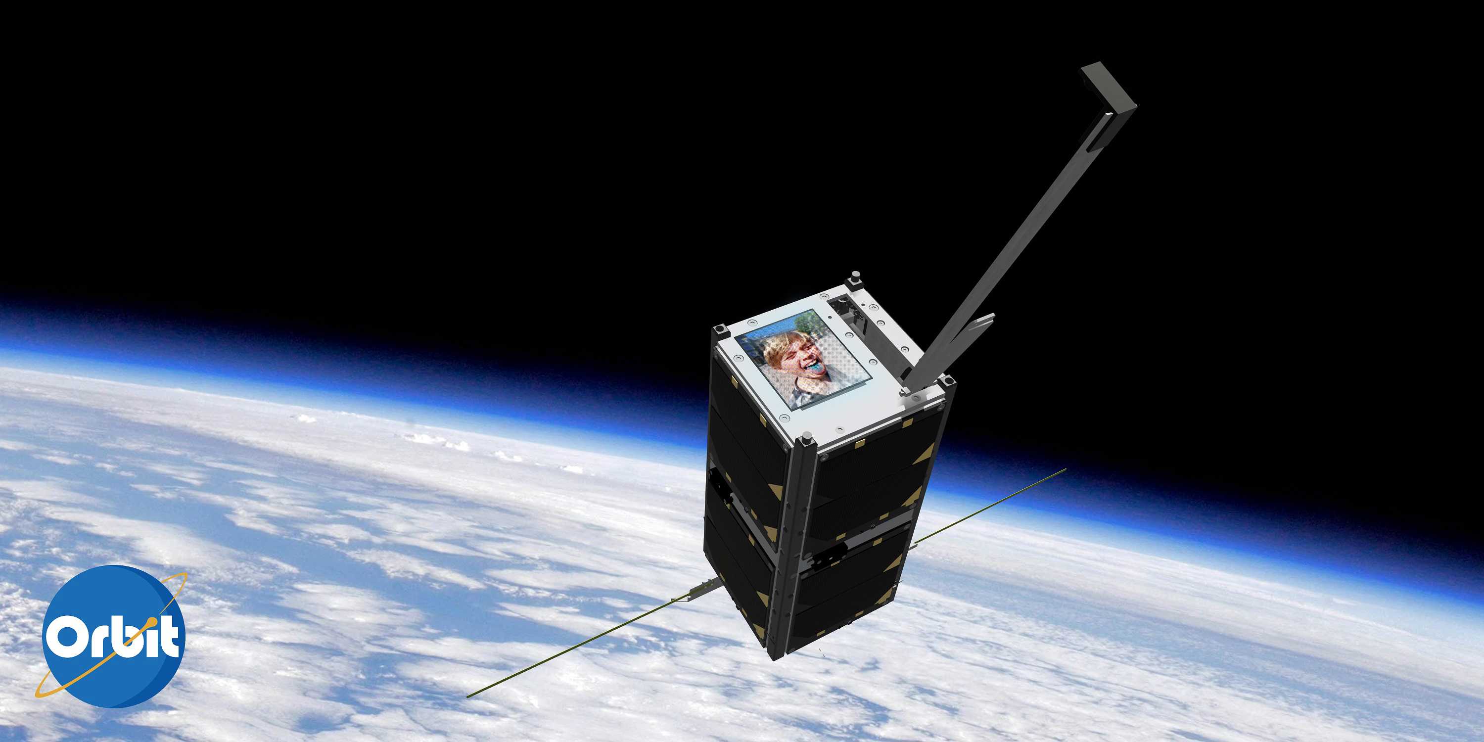 Illustration of SelfieSat, Orbit NTNU, in space