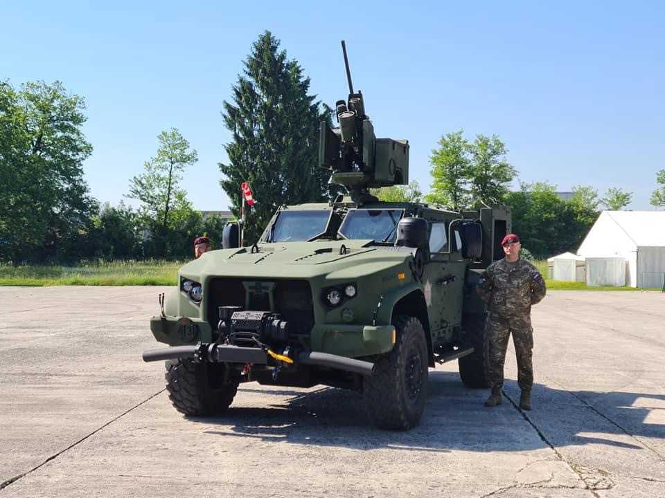 PROTECTOR weapon system on top of a military vehicle in Slovenia