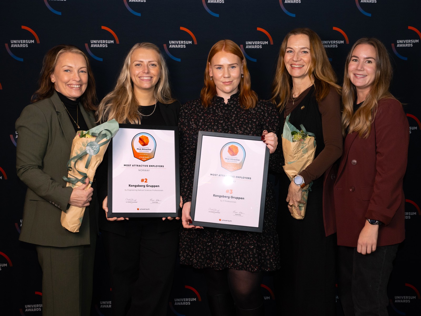 Image of KONGSBERG employees receiving Universum awards