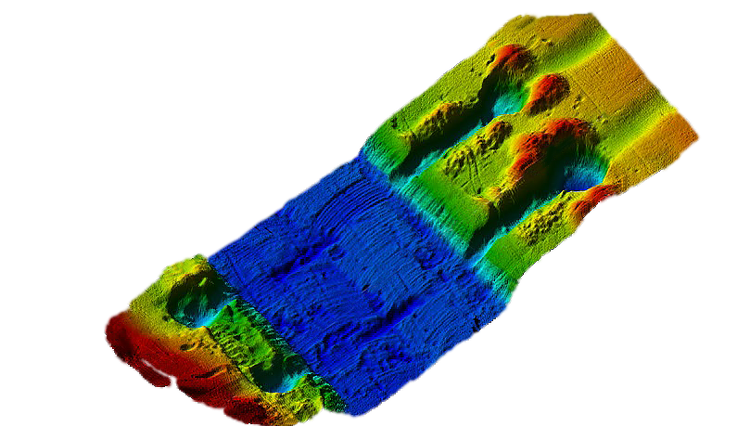 Sonar data showing dredging lines