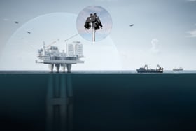 Illustration image of a platform with droneradars installed.