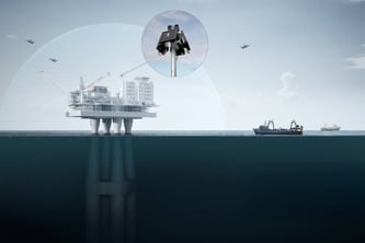 Illustration image of a platform with droneradars installed.