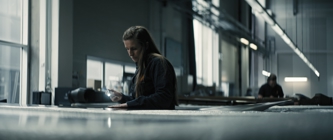 Woman inspecting composites