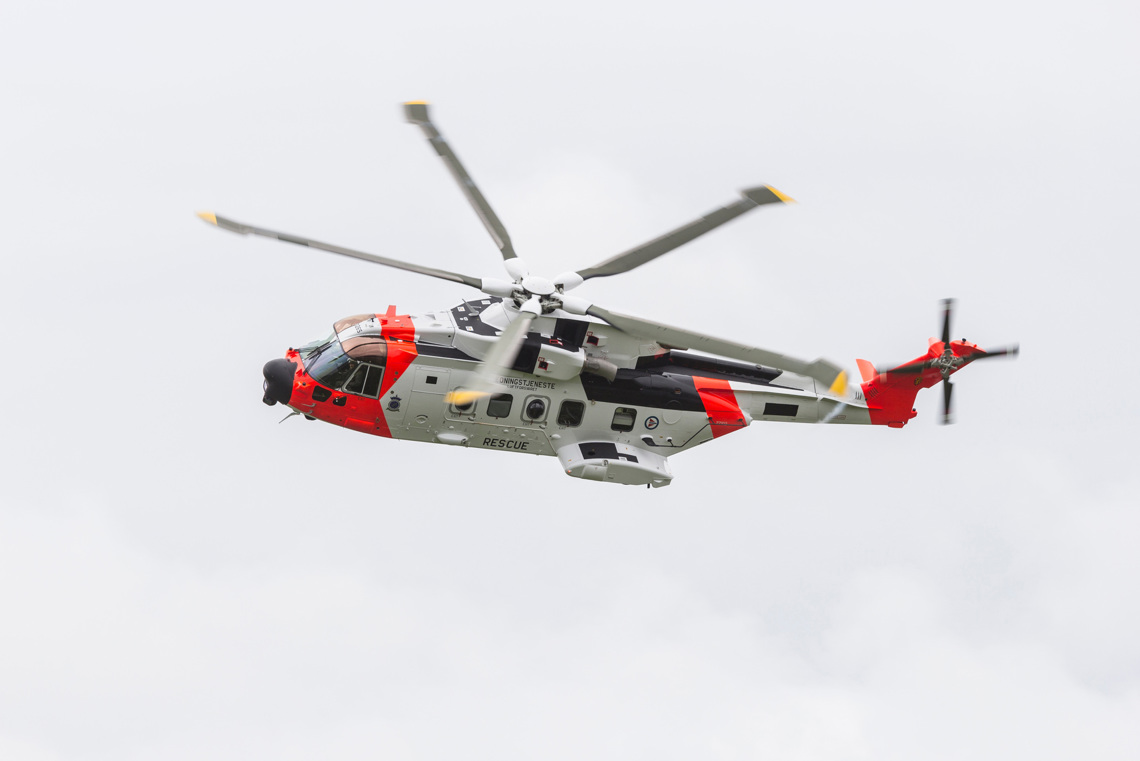 AW101 rescue helicopter in air