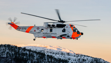 SeaKing rescue helicopter in air