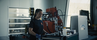 Helicopter mechanic at work