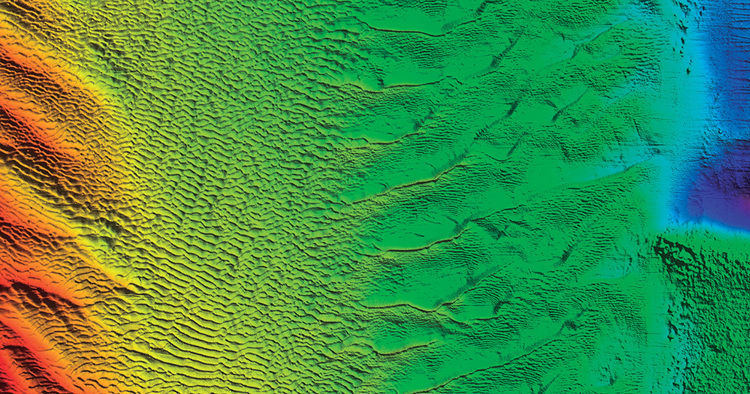 Bathymetric image of the seabed.